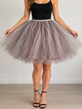 Grey Mauve Layered Tulle Tutu Skirt M | Zombie Bride Halloween Costume